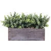 Faux Eucalyptus Plants In Rustic Rectangular Wood Planter Box Artificial Eucalyptus Greenery Arrangement Potted Plant In Dusty Green For Wedding Centerpiece Office Room Table Windowsill Décor