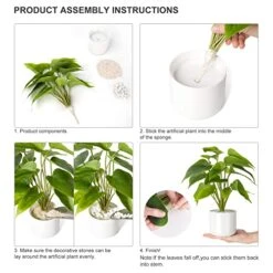 Mkono Fake Plants In Ceramic Pot, 11" Potted Artificial Plants For Home Decor Indoor Faux Green Leaf Plant With Modern White Planter For Desk Shelf Office Room Decoration (Pothos) -Organic Plant Shop 51aStKGKSaL