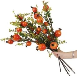 JD ARTIFICIAL PLANTS 4PCS 26 Inch Artificial Pomegranate Branches Fake Greenery Plants For Home Décor Office Restaurant Wedding Garden Patio Shop Window Photography Props(2pcs Red&2pcs Orange) -Organic Plant Shop 51avcnv0xL. AC