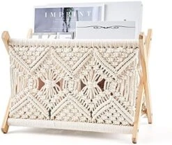 Mkono Macrame Magazine Rack Boho Magazine Holder Storage Standing Basket For Books, Newspapers, Swaddle Blanket, Living Room, Bathroom, Office, Nursery, Home Decor, Medium Size, 14’’L X 10’’W 11 Mkono Macrame Magazine Rack Boho Magazine Holder Storage Standing Basket For Books, Newspapers, Swaddle Blanket, Living Room, Bathroom, Office, Nursery, Home Decor, Medium Size, 14’’L X 10’’W -Organic Plant Shop 51b3ZEAZOoL. AC