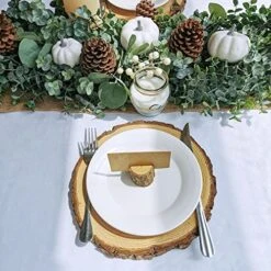 Fall White Pumpkin Garland Artificial Eucalyptus Garland With Pumpkins Pinecones Berries Fall Garland 5.9' L For Farmhouse Wedding Arch Backdrop Thanksgiving Mantel Table Runner Centerpiece Decor -Organic Plant Shop 51driBFfVPL