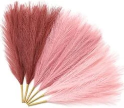 Serwalin Pampas Grass Pink 17.7 Inch 6pcs, Artificial Pampas Grass Faux Pink Pompas Grass Decor, Short Pompous Grass Blush Room Decoration, Wedding Centerpieces Mothers Day Pink Home Decor -Organic Plant Shop 51dxcAWl7sL. AC