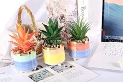 Letinaner Artificial Succulent Plants Faux Pineapple In Pots Artificial Plants Greenery Decorations For Hotel Restaurant Home Office Kitchen Table, Set Of 3 -Organic Plant Shop 51fEmFW65ZL