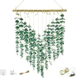 HYUZO Hanging Eucalyptus Boho Wall Decor Large Bedroom Eucalyptus Garland Artificial Eucalyptus Greenery Farmhouse Rustic Wall Hanging Fake Plants Leaves 5.6 Feet For Bathroom Living Room Decorations -Organic Plant Shop 51fTgwn7nL. AC