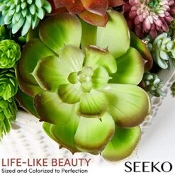 Seeko Artificial Succulents (14 Pack) - Premium Succulent Plants Artificial - Realistic Faux Succulents - Unpotted Textured Fake Succulents Decor For DIY - Fake Plants -Organic Plant Shop 51gAZbytAML