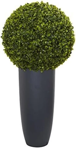 Nearly Natural 6404 Artificial Plant (Indoor/Outdoor) 28†Boxwood Topiary Ball In White Tower Planter, Green,15"Dx15"Wx28"H 12 Nearly Natural 6404 Artificial Plant (Indoor/Outdoor) 28†Boxwood Topiary Ball In White Tower Planter, Green,15"Dx15"Wx28"H -Organic Plant Shop 51gTPEMst2L. AC