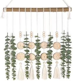 Boho Wall Decor Artificial Eucalyptus Wall Hanging Bathroom Decor Fake Eucalyptus Plants Greenery Leaves With Wooden Bead Garland On Stick Rustic Farmhouse Home Decorations For Bedroom Nursery Kitchen -Organic Plant Shop 51ghVG2bUL. AC