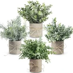 JC Nateva Small Fake Plants Mini Potted Artificial Plants Indoor For Home Office Farmhouse Kitchen Bathroom Table Decor