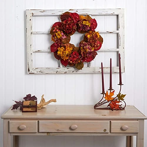 Nearly Natural 4176 24" Fall Hydrangea Wreath Multi/Color 2 Nearly Natural 4176 24" Fall Hydrangea Wreath Multi/Color - Image 2