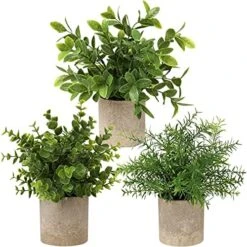 Briful Artificial Potted Plants Set Of 3 Small Faux Plant Eucalyptus Mini Fake Plant Decor For Home Table Office Room Desk Bathroom Shelf Kitchen Rustic Farmhouse Mantel Decoration -Organic Plant Shop 51hvlWAnfWS. AC