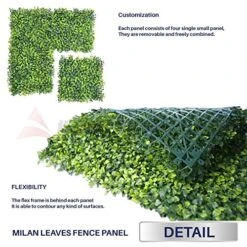 · Petgrow · Realistic & Thick Artificial Hedge Boxwood Fence Privacy Screen Panels, UV Protection Fresh Faux Foliage Backdrop Wall Decor For Indoor Outdoor, 72 Pack -Organic Plant Shop 51jsVi1qDML