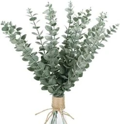 FUNARTY 15pcs Artificial Eucalyptus Leaves Stems 18" Tall Greenery Decor Faux Eucalyptuses Real Touch For Wedding Bouquet Centerpiece Home Decor -Organic Plant Shop 51nMOd7xaCL. AC