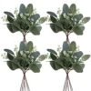DEEMEI 22pcs Artificial Eucalyptus Stems Bulk Silver Dollar Leaves Eucalyptus Branches Greenery Decor(11.4" Tall)