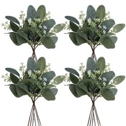 DEEMEI 22pcs Artificial Eucalyptus Stems Bulk Silver Dollar Leaves Eucalyptus Branches Greenery Decor(11.4" Tall)