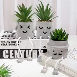 Creative Succulent Plants Potted, Mini Artificial Decorative Potted Plants With Grey Pots - Set Of 3 -Organic Plant Shop 51o72VZIE8L