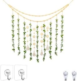 HYUZO Hanging Eucalyptus Boho Wall Decor Large Bedroom Eucalyptus Garland Artificial Eucalyptus Greenery Farmhouse Rustic Wall Hanging Fake Plants Leaves 5.6 Feet For Bathroom Living Room Decorations -Organic Plant Shop 51oh8iRXd0L. AC