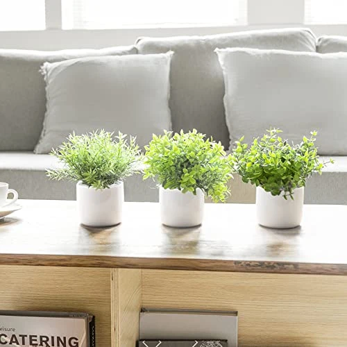 Mkono Fake Plants In Ceramic Pot, 3 Pack Potted Artificial Eucalyptus Plants For Home Decor Indoor Faux Green Rosemary For Desk Shelf Coffee Centerpiece Bathroom Office Decor 2 Mkono Fake Plants In Ceramic Pot, 3 Pack Potted Artificial Eucalyptus Plants For Home Decor Indoor Faux Green Rosemary For Desk Shelf Coffee Centerpiece Bathroom Office Decor - Image 2