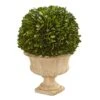 Nearly Natural 12in. Boxwood Topiary Ball Preserved Plant In Decorative Urn (4372)