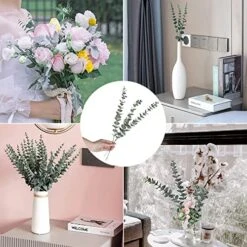 24pcs Eucalyptus Stems Decor 18" Tall Artificial Eucalyptuses Leaves Real Touch Faux Flower Greenery Branches Bulk For Home Office Centerpiece Floral Arrangement Farmhouse Wedding Bouquet Decoration -Organic Plant Shop 51qoUcpCVEL