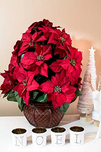 Nearly Natural 1265 22in. Poinsettia With Decorative Planter Silk Arrangement 3 Nearly Natural 1265 22in. Poinsettia With Decorative Planter Silk Arrangement - Image 3