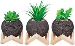 Zerzsy 3 PCS Cute Artificial Succulent Plants With Creative Human Shaped Pots, Mini Potted Succulents Decor For Home Decor (Matte Black) -Organic Plant Shop 51rVNyBPIL. AC