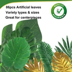 86Pcs 8Kinds Artificial Tropical Palm Leaves Jungle Safari Leaves Faux Plant Golden Leaves Decorations For Hawaiian Beach Birthday Luau Party Table Decorations 15 86Pcs 8Kinds Artificial Tropical Palm Leaves Jungle Safari Leaves Faux Plant Golden Leaves Decorations For Hawaiian Beach Birthday Luau Party Table Decorations -Organic Plant Shop 51rjffOWwGL