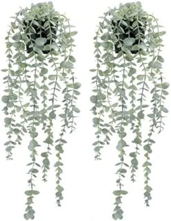 COCOBOO 1pcs Artificial Hanging Plants, Fake Potted Eucalyptus Faux Hanging Plant For Wall Room Home Indoor Outdoor Shelf Decor -Organic Plant Shop 51sH7rFV7UL. AC
