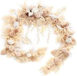 Ling's Moment 9FT Eucalyptus And Willow Leaf Garland With White Flower, Handcrafted Wedding Sweetheart Table Centerpieces Head Table Decor Arch Backdrop Decorations For Wedding | White & Sage -Organic Plant Shop 51tCuGdbEtL. AC