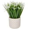 Briful Small Artificial Grass Plant Decor Wheat Fake Plant With Flowers In Ceramic Pot Real Touch Potted Greenery Faux Plant For Kitchen Countertop Tabletop Bookshelf Coffee Decorations
