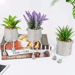 Natheeph 2 Pcs Succulents Plants Artificial Fake Plant Faux Succulents Hanging Leg With Cement Potted For Home Office Desk Bedroom Bookshelf Greenery Decoration (Smile & Bear) -Organic Plant Shop 51uyfGlKWL. AC