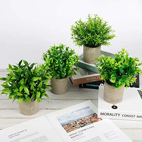 CEWOR Artificial Potted Plants, Mini Fake Plant Greenery Decoration For Barhroom Shelf Home Office Desk Table Indoor Decor, 4 Pack 5 CEWOR Artificial Potted Plants, Mini Fake Plant Greenery Decoration For Barhroom Shelf Home Office Desk Table Indoor Decor, 4 Pack - Image 5
