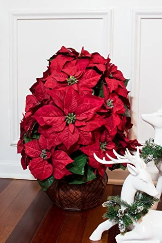 Nearly Natural 1265 22in. Poinsettia With Decorative Planter Silk Arrangement 4 Nearly Natural 1265 22in. Poinsettia With Decorative Planter Silk Arrangement - Image 4