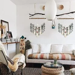 Boho Wall Decor Artificial Eucalyptus Greenery Wall Hanging Bathroom Decor Fake Eucalyptus Plants Leaves With Seashell On Stick Rustic Farmhouse Natural Home Decorations For Bedroom Nursery Kitchen -Organic Plant Shop 51vQGDRBKQL