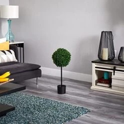 Nearly Natural Artificial UV Resistant 2.5â€™ Boxwood Ball Topiary Tree (Indoor/Outdoor), Green,12"D X 12"W X 2.5'H -Organic Plant Shop 51vXMh6VrnL