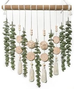 Boho Wall Decor Artificial Eucalyptus Wall Hanging Bathroom Decor Fake Eucalyptus Plants Greenery Leaves With Wooden Bead Garland On Stick Rustic Farmhouse Home Decorations For Bedroom Nursery Kitchen -Organic Plant Shop 51wgw9JSOL. AC