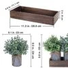 Set Of 3 Mini Potted Plants Arrangement Faux Boxwood Eucalyptus Rosemary Plants In Rustic Galvanized Metal Pots With Rectangle Wood Box For Farmhouse Table Centerpiece Mantel Kitchen Greenery Decor