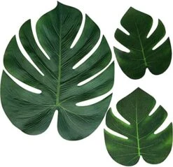 Moon Boat 120PCS Tropical Palm Leaves Plants Hibiscus Artificial-105Pcs 7 Kinds Green Fake Leaf+15pcs Flowers, Hawaiian/Luau/Safari Jungle Party Table Decorations -Organic Plant Shop 51x6TK8r0bL. AC