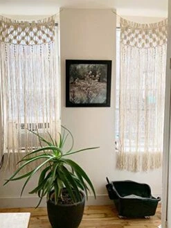 Mkono Macrame Curtain Wall Hanging, Doorway Window Curtains Decor Handwoven Wedding Backdrop Arch, Closet Room Divider Boho Wall Decor, 29" W X 80" L -Organic Plant Shop 51xlNJUtrZL