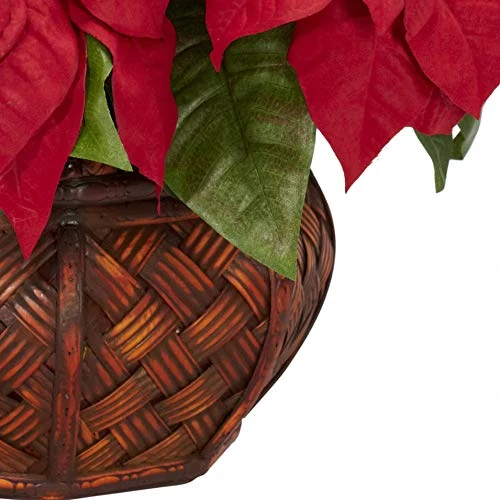 Nearly Natural 1265 22in. Poinsettia With Decorative Planter Silk Arrangement 2 Nearly Natural 1265 22in. Poinsettia With Decorative Planter Silk Arrangement - Image 2