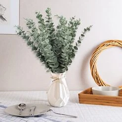 24pcs Eucalyptus Stems Decor, Real Touch Fake Eucalyptus For Flower Arrangements, Artificial Eucalyptus Leaves Faux Greenery Branches Bulk For Home Office Centerpiece Wedding Bouquet Decoration -Organic Plant Shop 51yXTPyxlmL