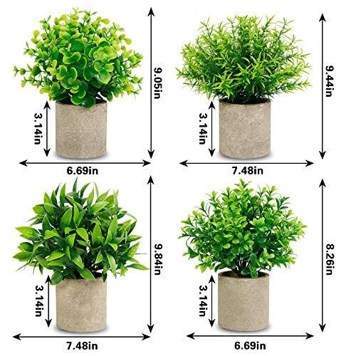 CEWOR Artificial Potted Plants, Mini Fake Plant Greenery Decoration For Barhroom Shelf Home Office Desk Table Indoor Decor, 4 Pack 2 CEWOR Artificial Potted Plants, Mini Fake Plant Greenery Decoration For Barhroom Shelf Home Office Desk Table Indoor Decor, 4 Pack - Image 2