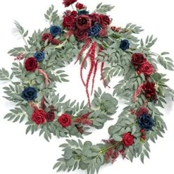 Ling's Moment 9FT Eucalyptus And Willow Leaf Garland With White Flower, Handcrafted Wedding Sweetheart Table Centerpieces Head Table Decor Arch Backdrop Decorations For Wedding | White & Sage -Organic Plant Shop 51yn8tprqAL. AC