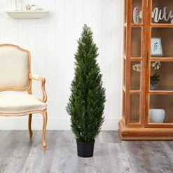 Nearly Natural 5172 4ft. Cedar Tree Silk Tree (Indoor/Outdoor),Green,49.5" X 9" X 9" -Organic Plant Shop 51yz5r2gvTL
