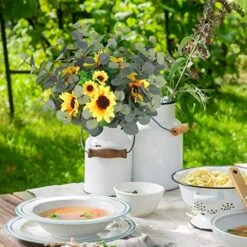 FUNARTY 6 Pcs Artificial Eucalyptus Leaves Stems 25in Tall With 80 Leaves Fake Silver Dollar Eucalyptus Plant Greenery Stems Branches For Farmhouse Vase Bouquets Wedding Home Decor -Organic Plant Shop 51zH4Jq6uaL