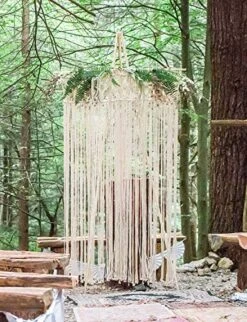 Mkono Macrame Curtain Wall Hanging, Doorway Window Curtains Decor Handwoven Wedding Backdrop Arch, Closet Room Divider Boho Wall Decor, 29" W X 80" L -Organic Plant Shop 611YLiDdH9L