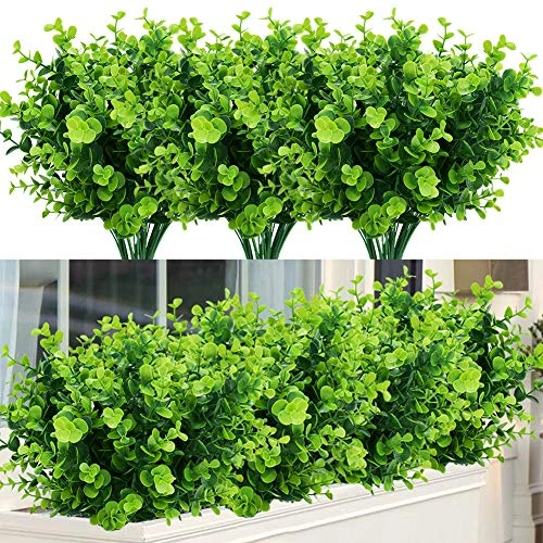 TEMCHY 24 Bundles Outdoor Artificial Boxwood Stems Faux Plants Shrubs, Fake UV Resistant Greenery Foliage Spring For Farmhouse, Home, Garden, Office, Patio, Wedding Decor 1 TEMCHY 24 Bundles Outdoor Artificial Boxwood Stems Faux Plants Shrubs, Fake UV Resistant Greenery Foliage Spring For Farmhouse, Home, Garden, Office, Patio, Wedding Decor