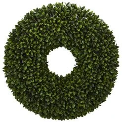 Nearly Natural 24-in. Boxwood Artificial Wreaths Green