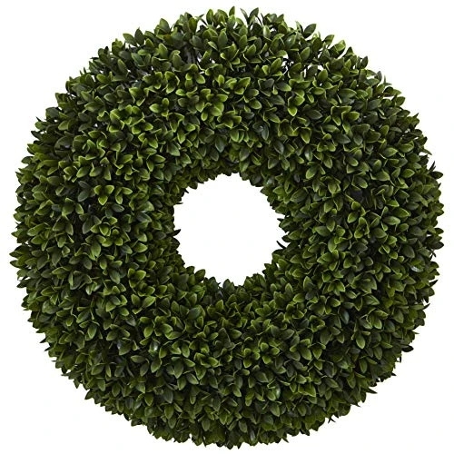 Nearly Natural 24-in. Boxwood Artificial Wreaths Green