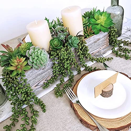 Supla 4 Pcs Artificial Hanging Succulents Faux Burro's Tail Picks Trailing String Of Pearls Succulents Fake Greenery Sprays For Basket Planter Centerpiece Floral Arrangement Indoor Outdoor Decor 3 Supla 4 Pcs Artificial Hanging Succulents Faux Burro's Tail Picks Trailing String Of Pearls Succulents Fake Greenery Sprays For Basket Planter Centerpiece Floral Arrangement Indoor Outdoor Decor - Image 3