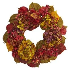Nearly Natural 4176 24" Fall Hydrangea Wreath Multi/Color